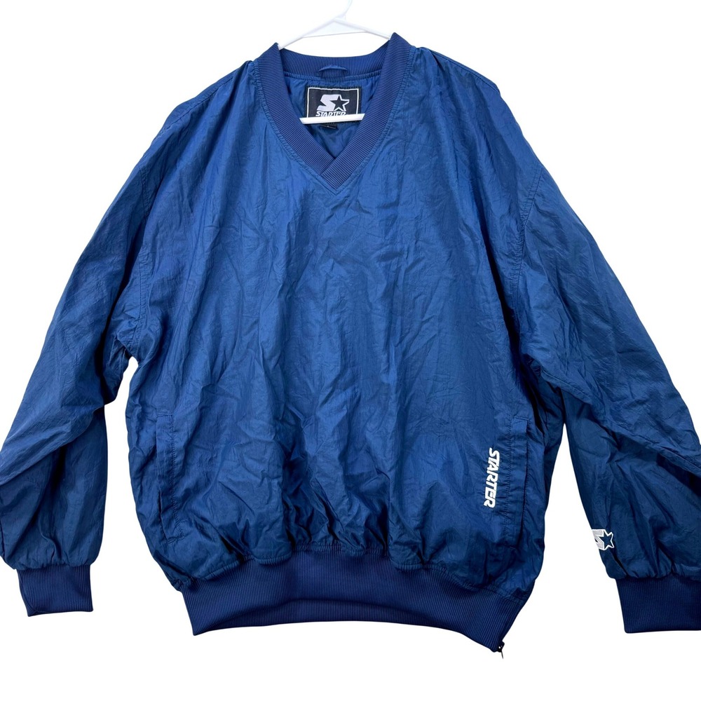 Starter V-Neck Windbreaker Pullover Mens Large Navy Blue Vintage 90s Sportswear